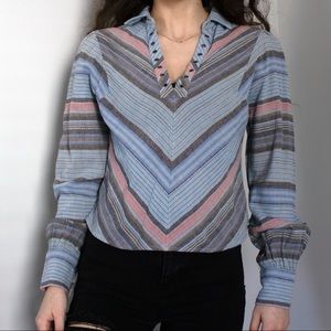 Free People 70s Striped Blouse